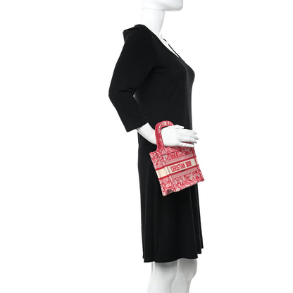 Christian Dior Canvas Embroidered Mini Toile De Jouy Book Tote Raspberry 2 of 9