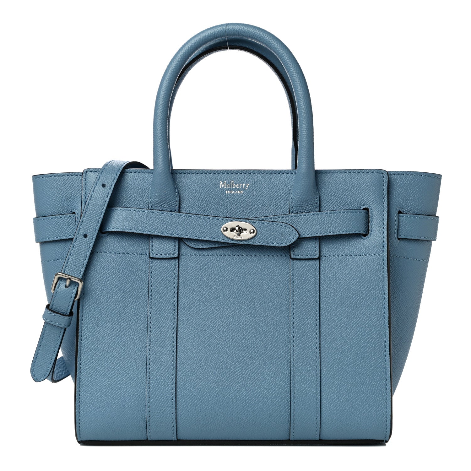 Mulberry Small Classic Grain Mini Zipped Bayswater Pale Slate 1 of 9