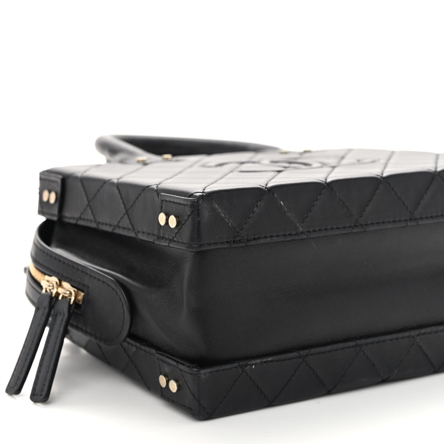 Chanel Calfskin Quilted Studded Square Vanity Case Black 10 of 11