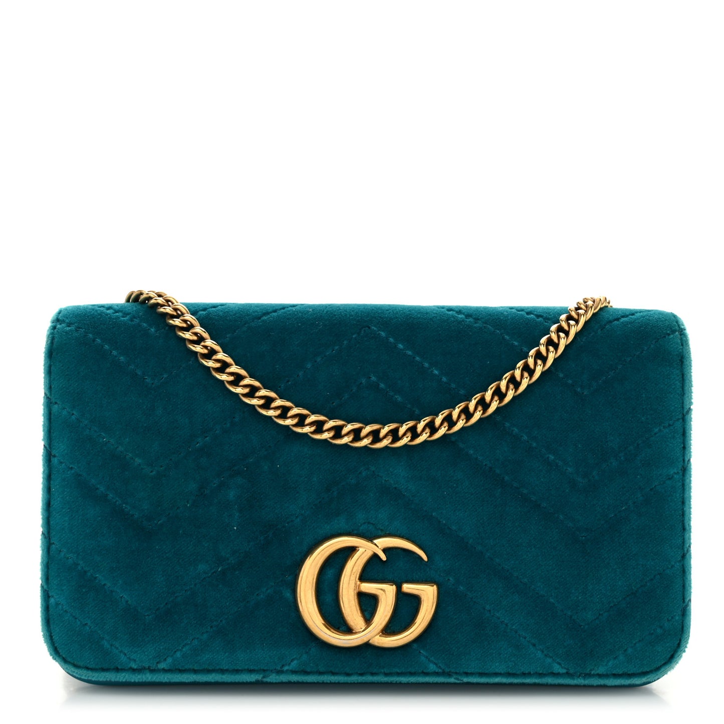 Velvet Matelasse GG Marmont Mini Bag Pavone Cyan