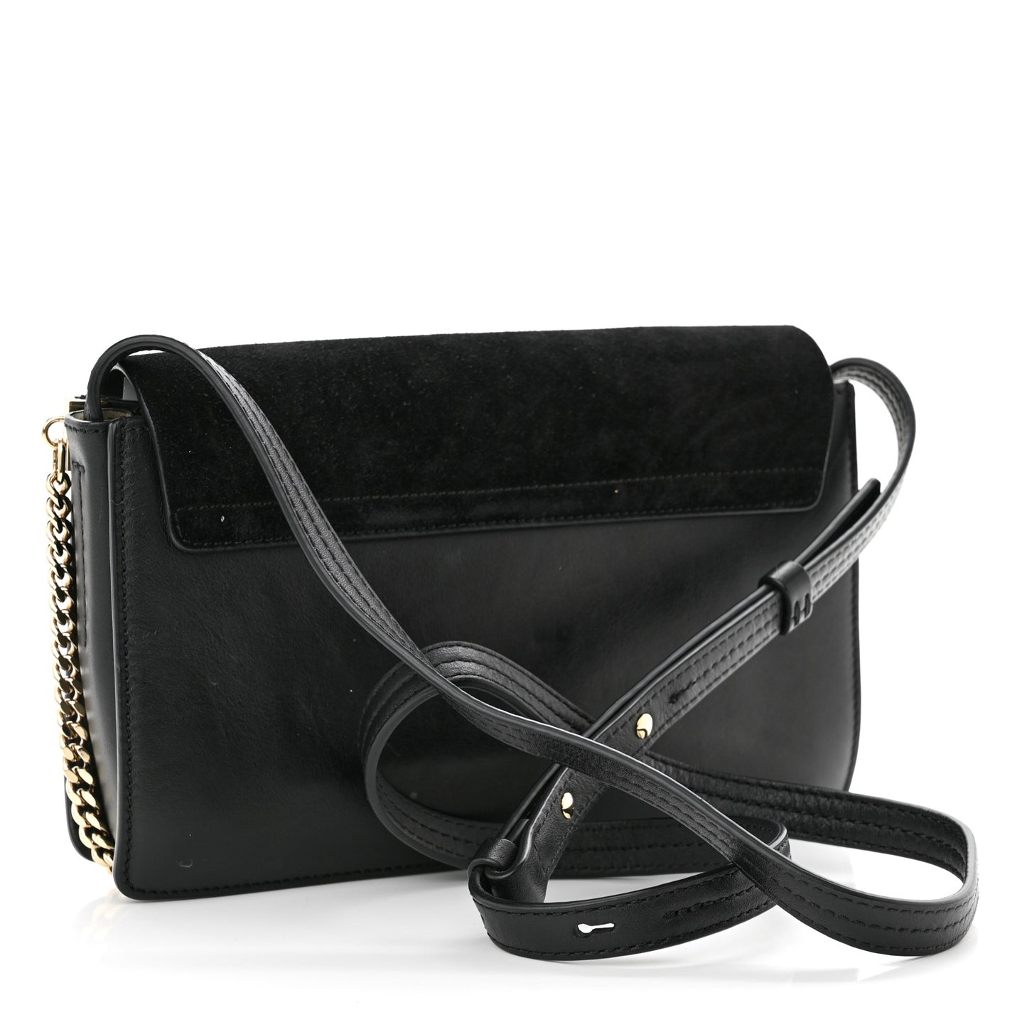 Suede Calfskin Small Faye Shoulder Bag Black