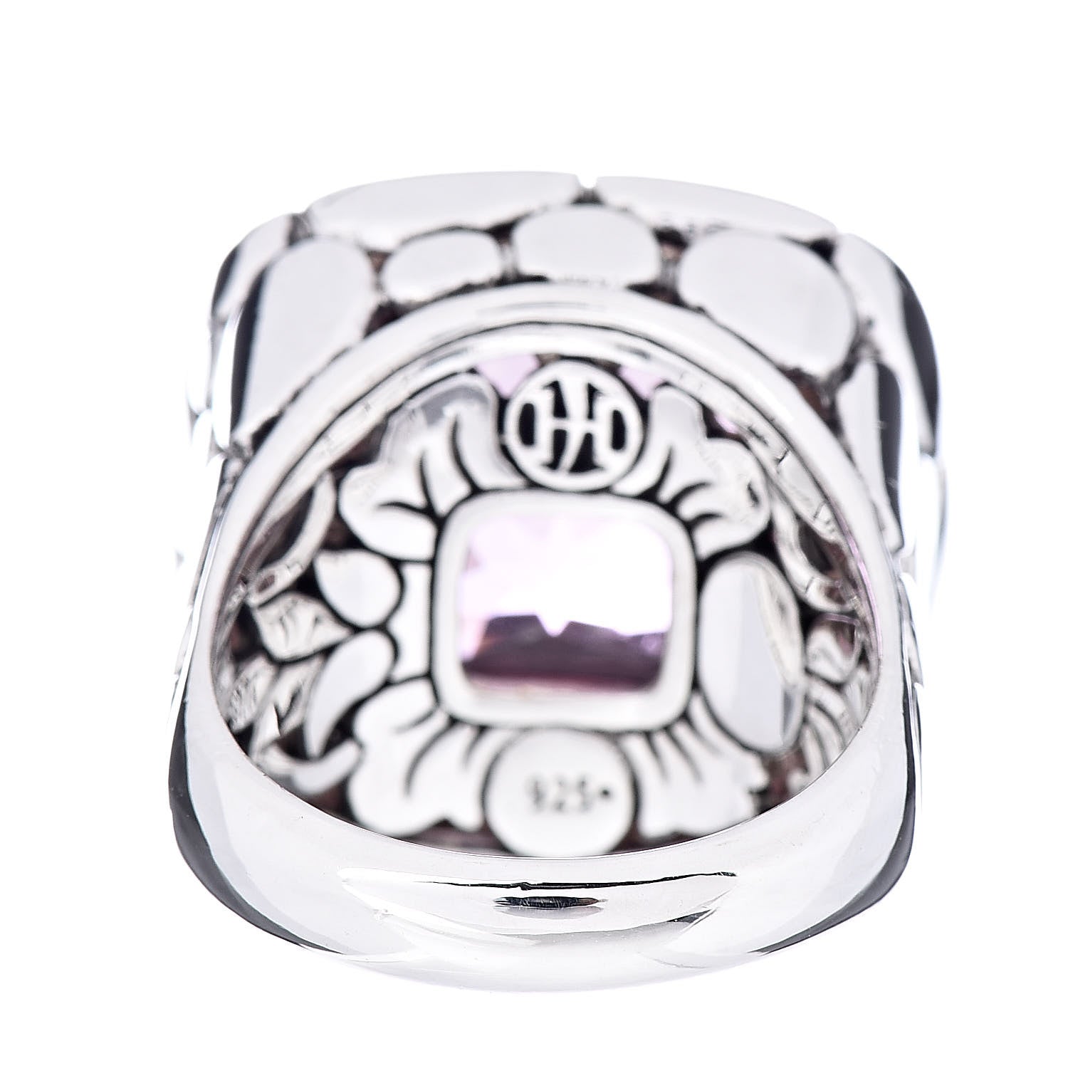 John Hardy Sterling Silver Pink Topaz Batu Kali Square Ring 57 8 4 of 5