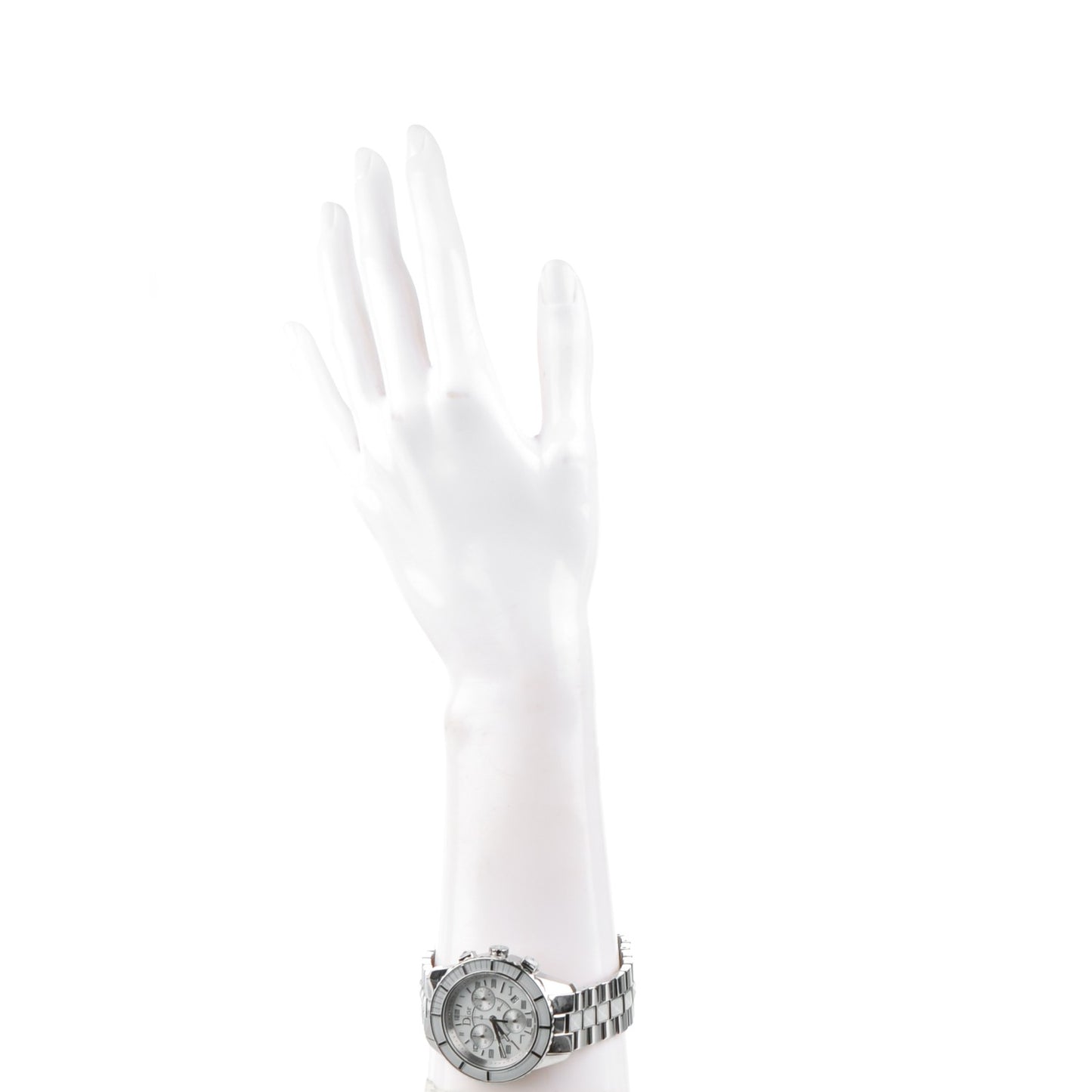 Stainless Steel Diamond Sapphire 38mm Christal Chronograph Quartz Watch White