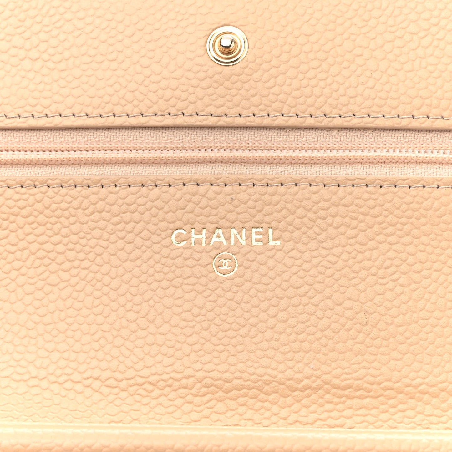 Caviar Quilted Wallet On Chain WOC Beige