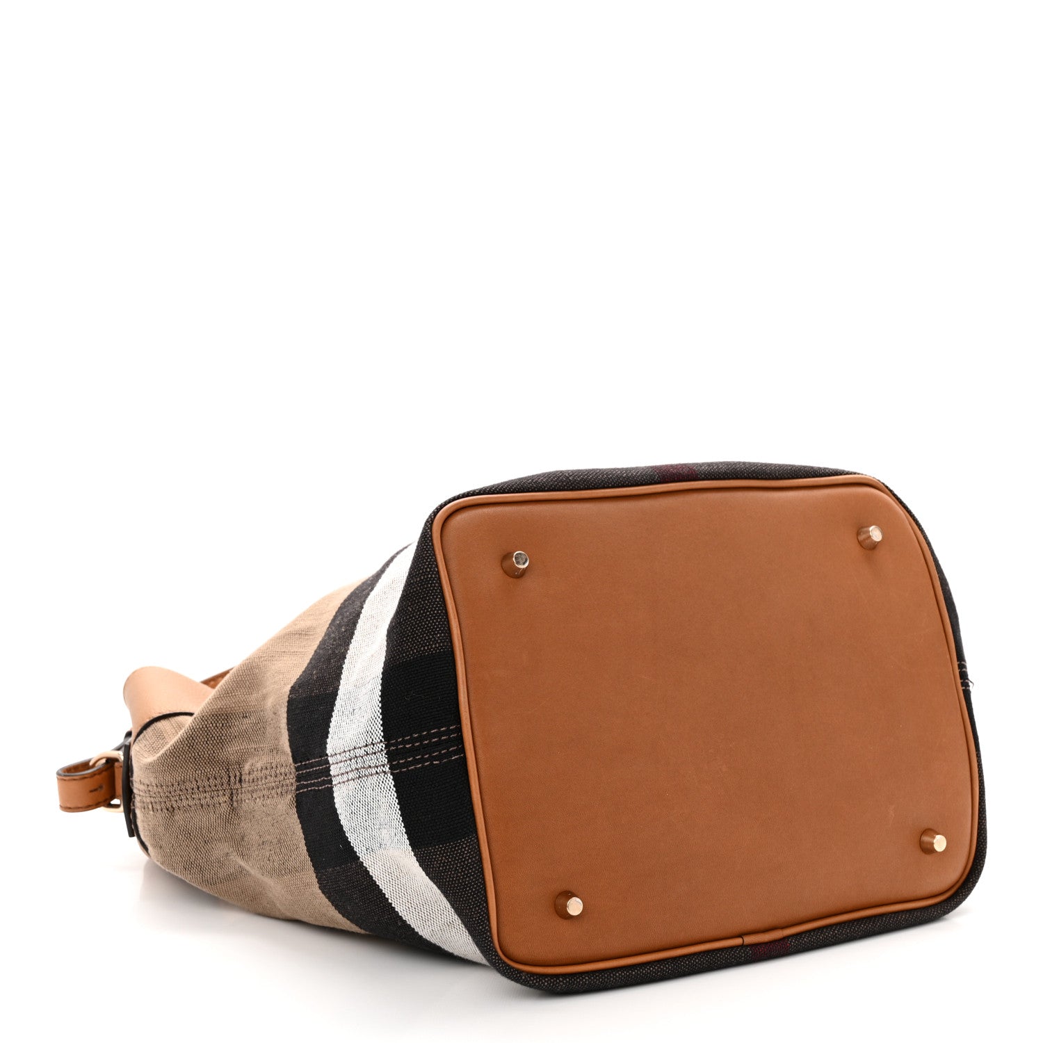 Burberry Grainy Calfskin Canvas Mega Check Medium Ashby Tassel Hobo Saddle Brown 5 of 12