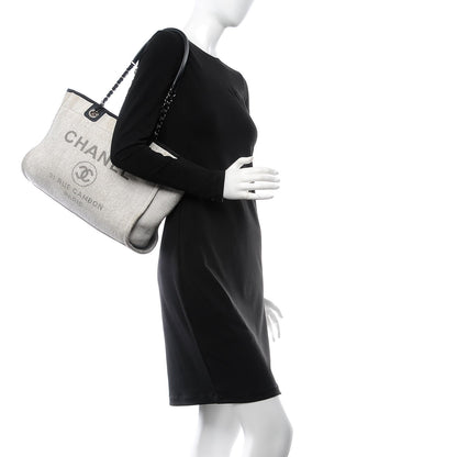 Chanel Woven Straw Raffia Deauville Tote Grey 2 of 11