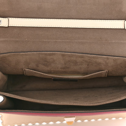 Fendi Vitello Liberty Lucido Flowers and Bows Scalloped Studded Kan I Shoulder Bag Camelia Black Cherry 5 of 16