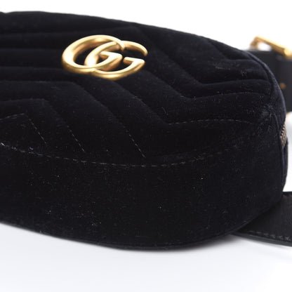 Gucci Velvet Matelasse GG Marmont Belt Bag 95 38 Black 9 of 10