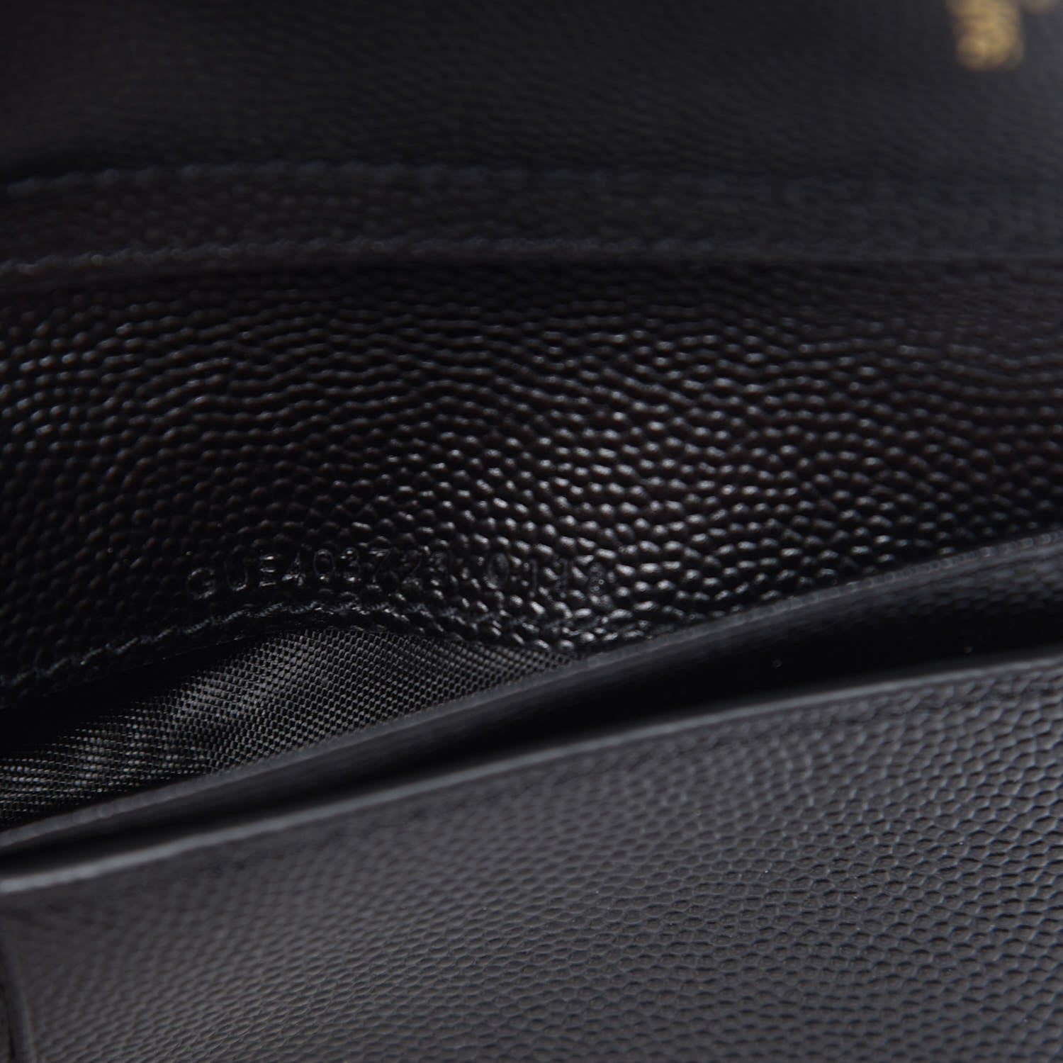 Saint Laurent Grain De Poudre Matelasse Chevron Monogram Compact Zip Around Wallet Black 7 of 10