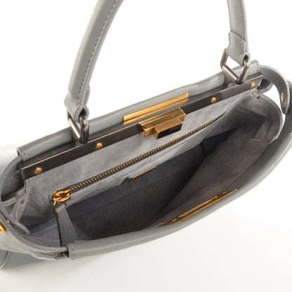 Fendi Vitello Suede Medium Peekaboo Iconic Satchel Grigio Chiaro 5 of 9