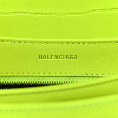Balenciaga Shiny Extra Supple Calfskin Crocodile Embossed Small Triplet Bag Fluo Yellow 6 of 10