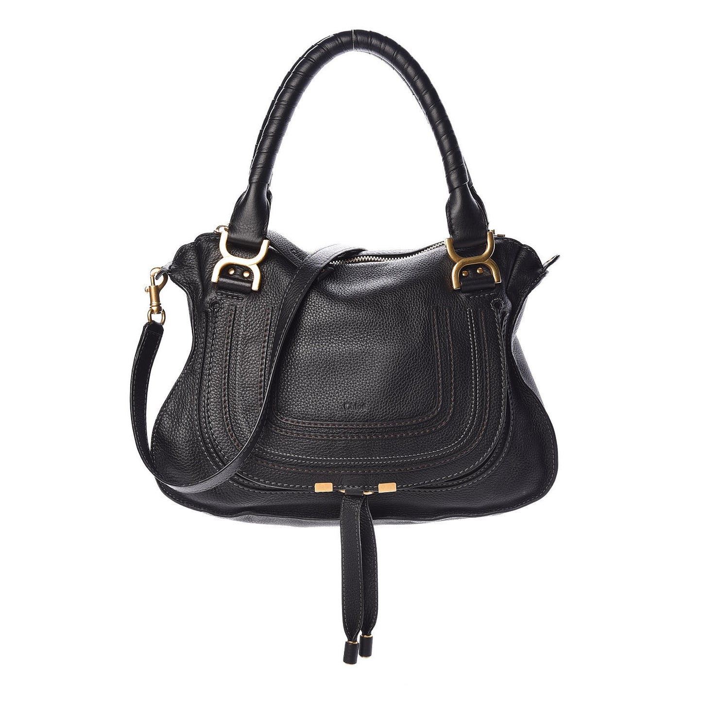 Calfskin Medium Marcie Satchel Black