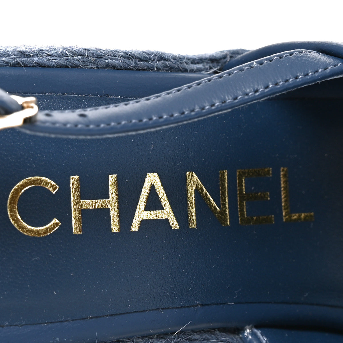 Chanel Washed Denim Braided Cord Wedge Sandals 36 Blue 7 of 9