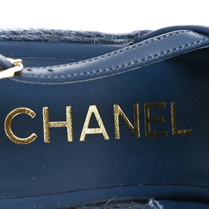 Chanel Washed Denim Braided Cord Wedge Sandals 36 Blue 7 of 9