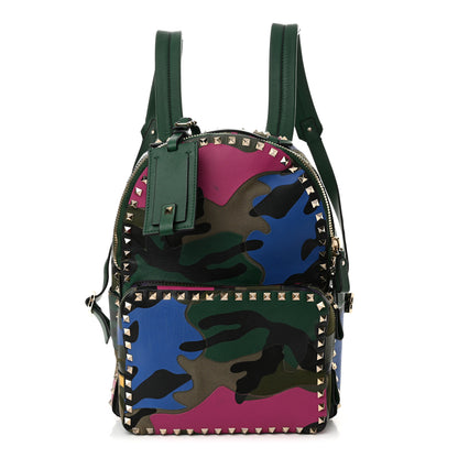 Valentino Garavani Nylon Calfskin Psychedelic Camouflage Medium Rockstud Backpack Multicolor 1 of 20