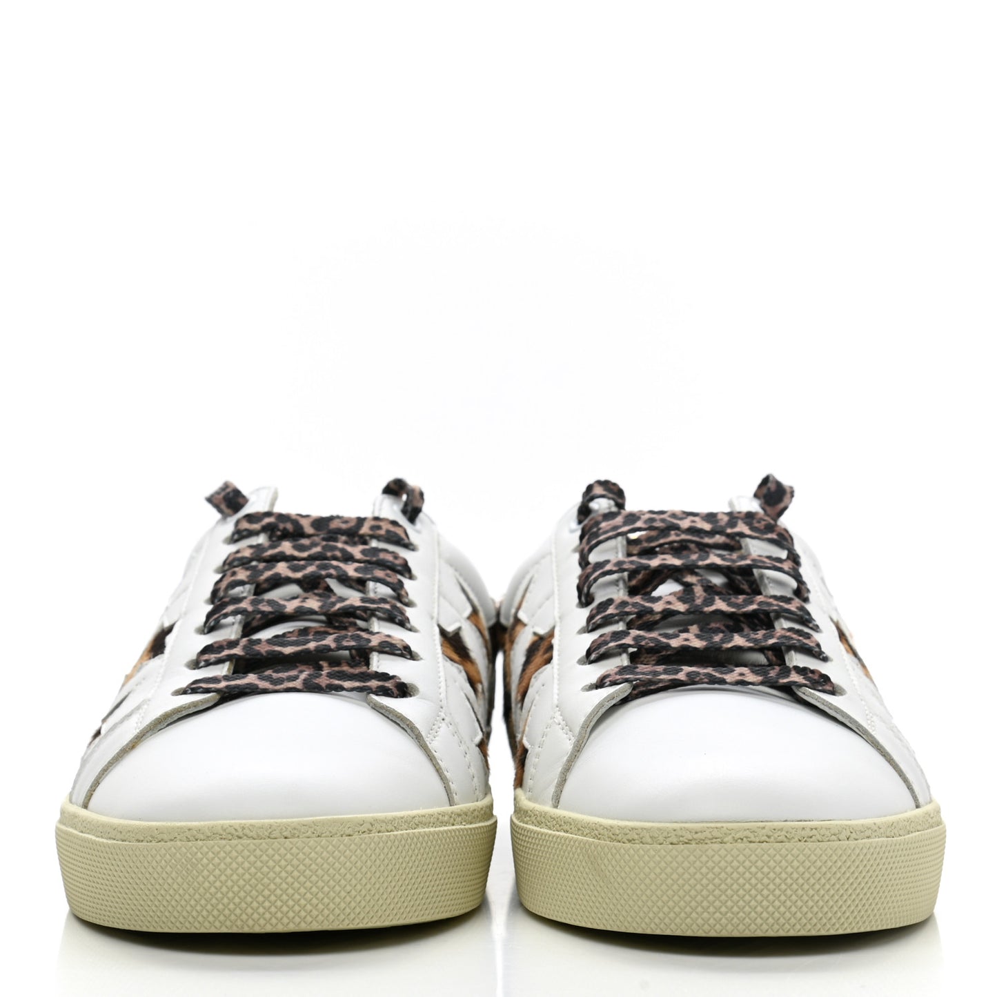 Calfskin Pony Hair Star Court Sneakers 38 White