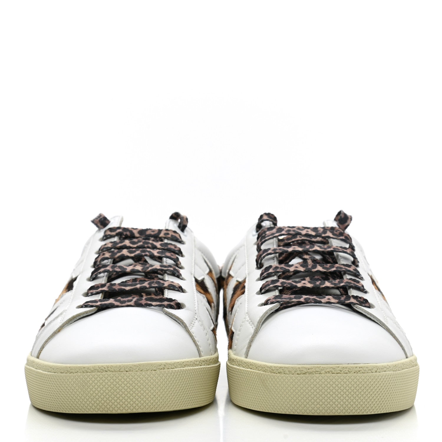 Saint Laurent Calfskin Pony Hair Star Court Sneakers 38 White 3 of 8