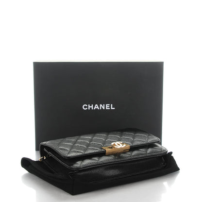 Chanel Caviar Quilted Golden Class Wallet On Chain WOC Black 4 of 8