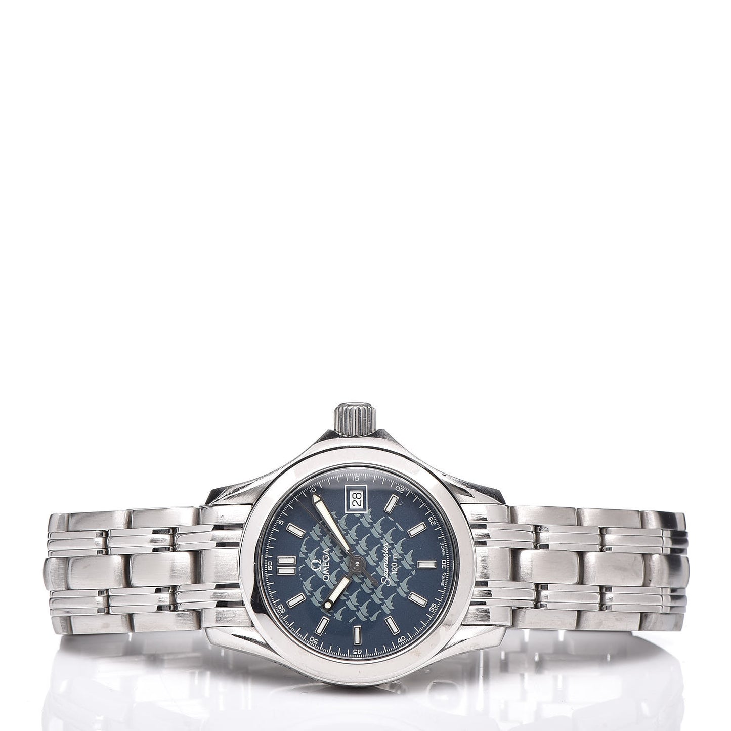 Stainless Steel 26mm Seamaster Jacques Mayol Quartz Watch Blue 2500.80