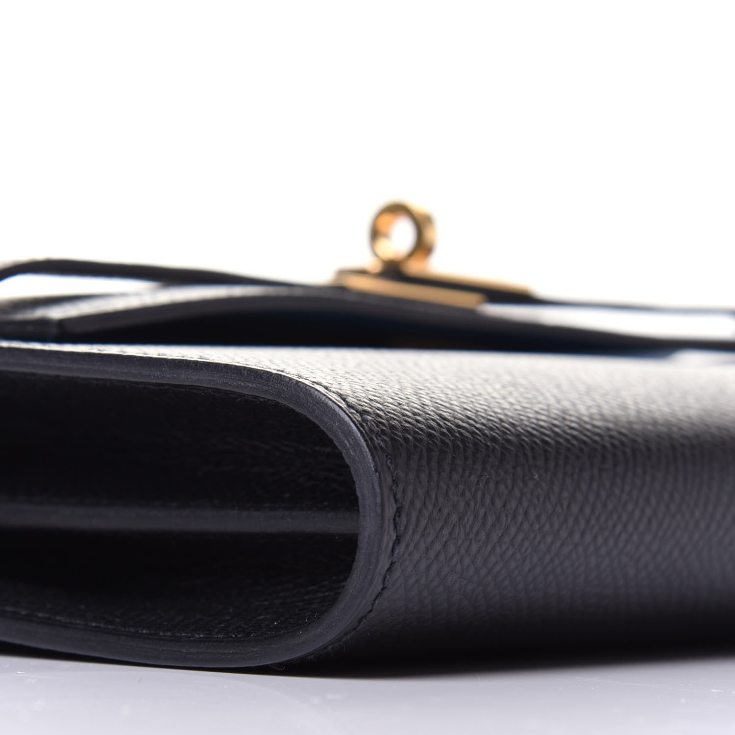 Hermes Epsom Casaque Kelly Wallet To Go Black Bleu Indigo Bleu Frida 7 of 9