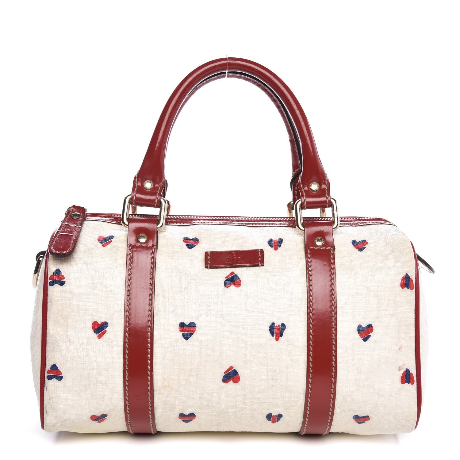Gucci GG Plus Monogram Hearts Small Joy Boston White Red 1 of 7