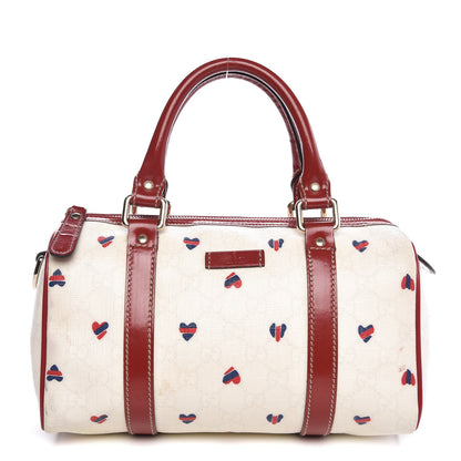 Gucci GG Plus Monogram Hearts Small Joy Boston White Red 1 of 7