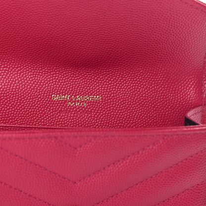 Saint Laurent Grain De Poudre Matelasse Chevron Small Monogram Envelope Wallet Bubblegum 6 of 8