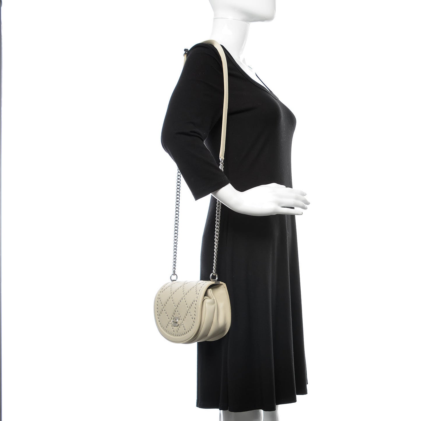 Calfskin Coco Eyelets Small Flap Bag Ivory