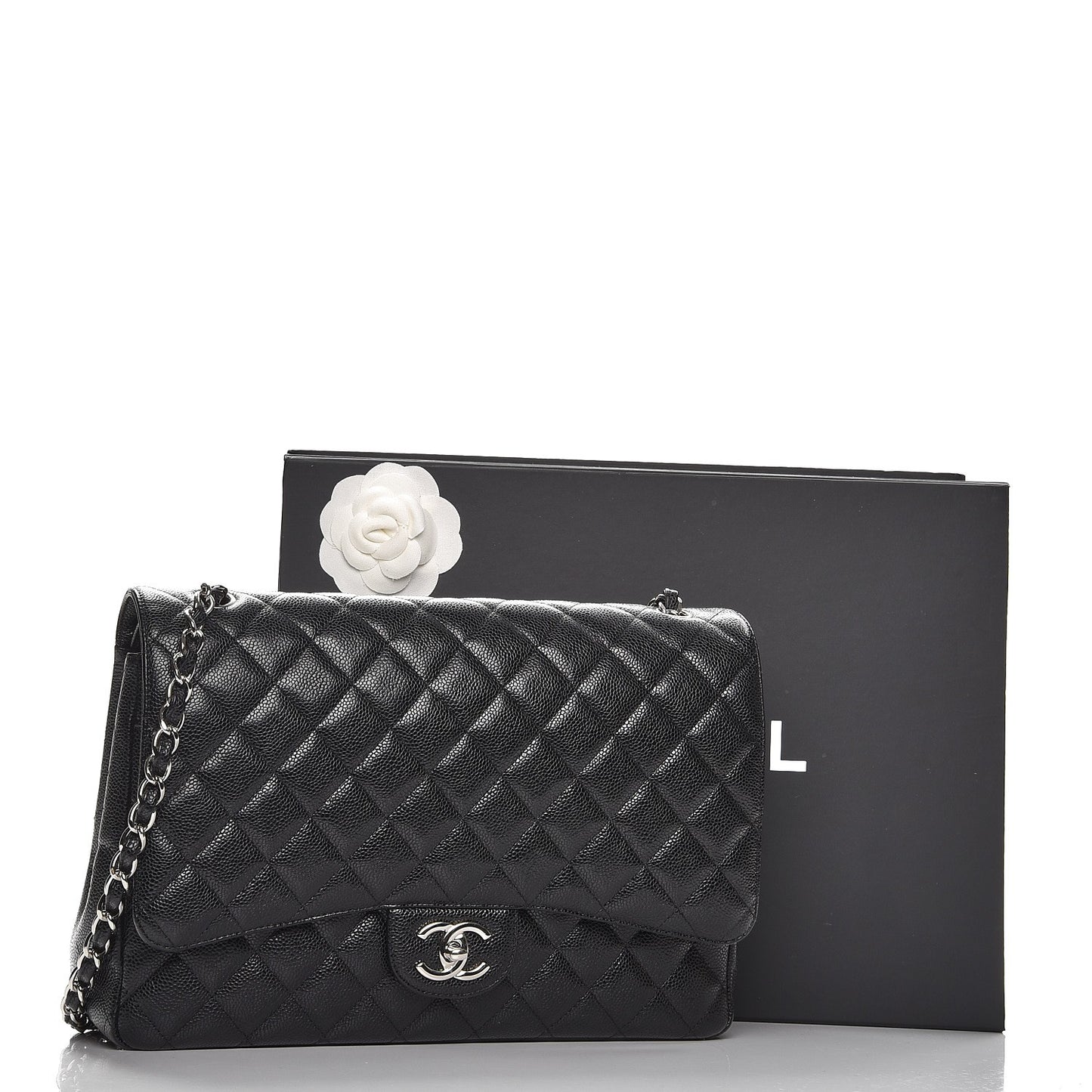 Caviar Quilted Maxi Double Flap Black