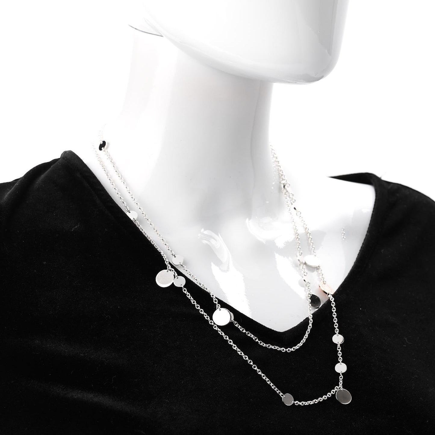 Sterling Silver 18K Rose Gold Confettis Long Necklace 120