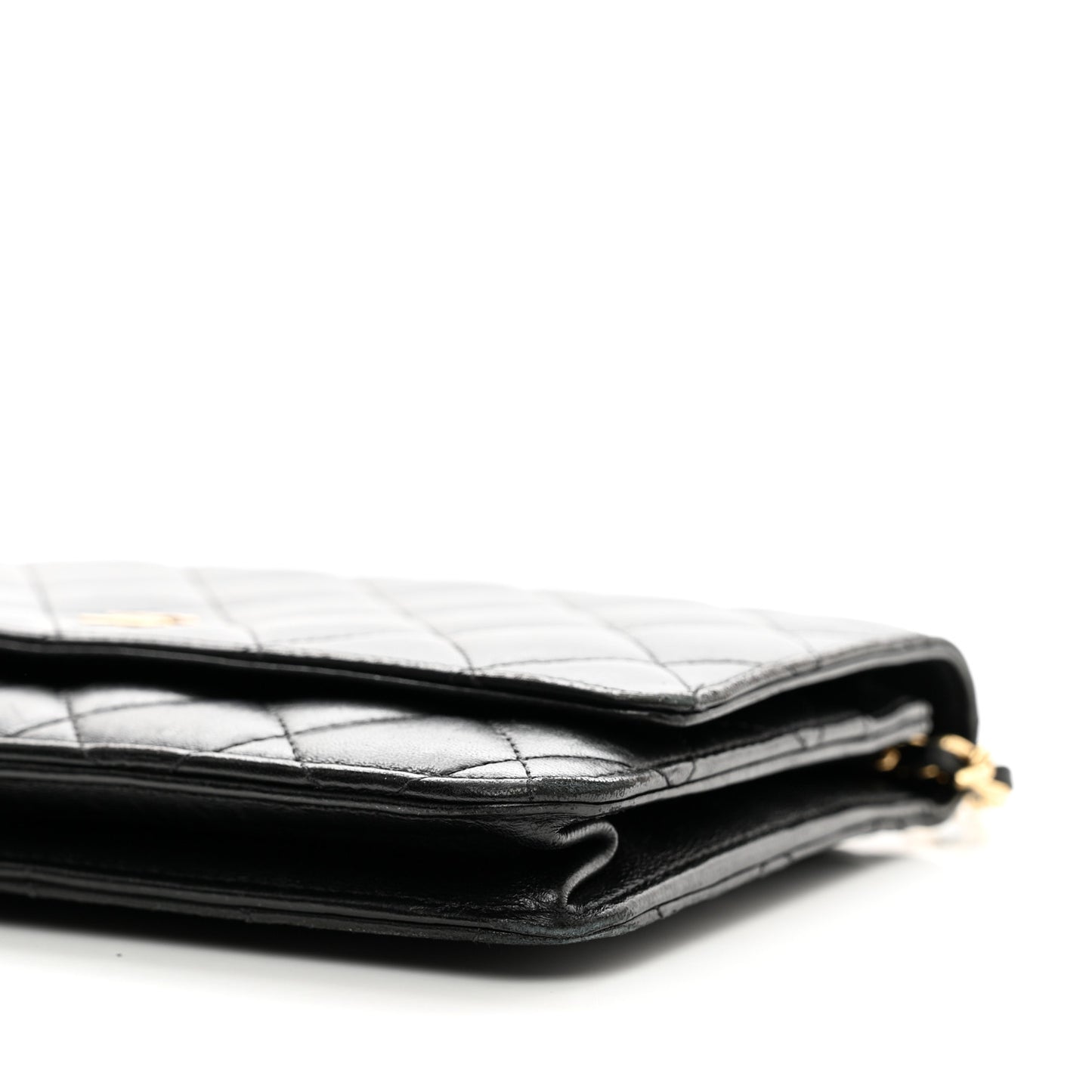 Lambskin Quilted Wallet On Chain WOC Black