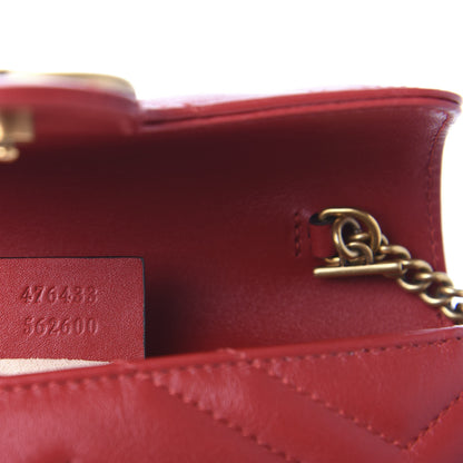 Gucci Calfskin Matelasse Super Mini GG Marmont Shoulder Bag Hibiscus Red 9 of 10
