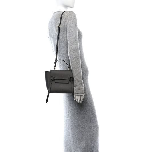 Grained Calfskin Nano Belt Bag Grey