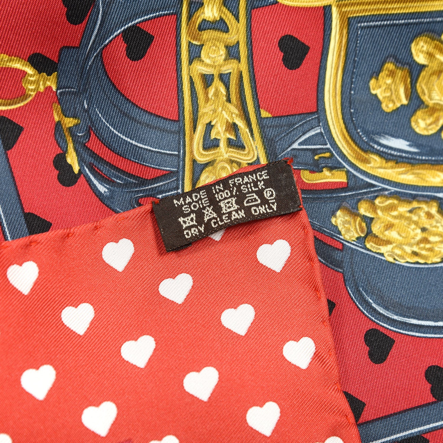 Hermes Silk Brides De Gala Love Pocket Square Canard Rouge Blanc 4 of 4