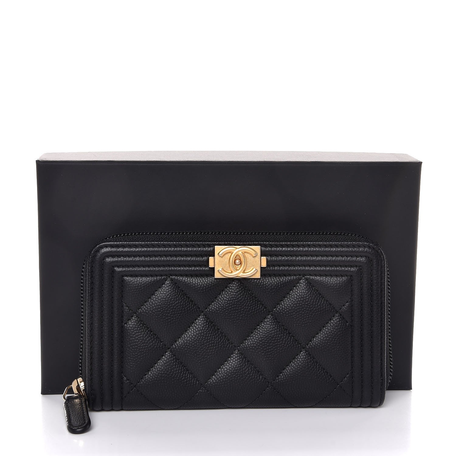 Chanel Caviar Quilted Small Boy Zip Around Wallet Black 9 of 9