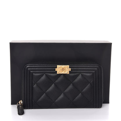 Chanel Caviar Quilted Small Boy Zip Around Wallet Black 9 of 9