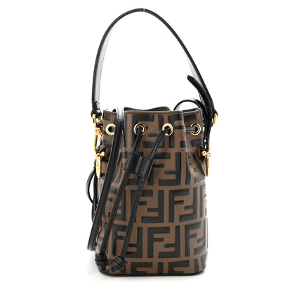 Fendi Vitello Liberty F is Fendi Bi-Color FF 1974 Embossed Mini Mon Tresor Bucket Bag Maya Black 1 of 11