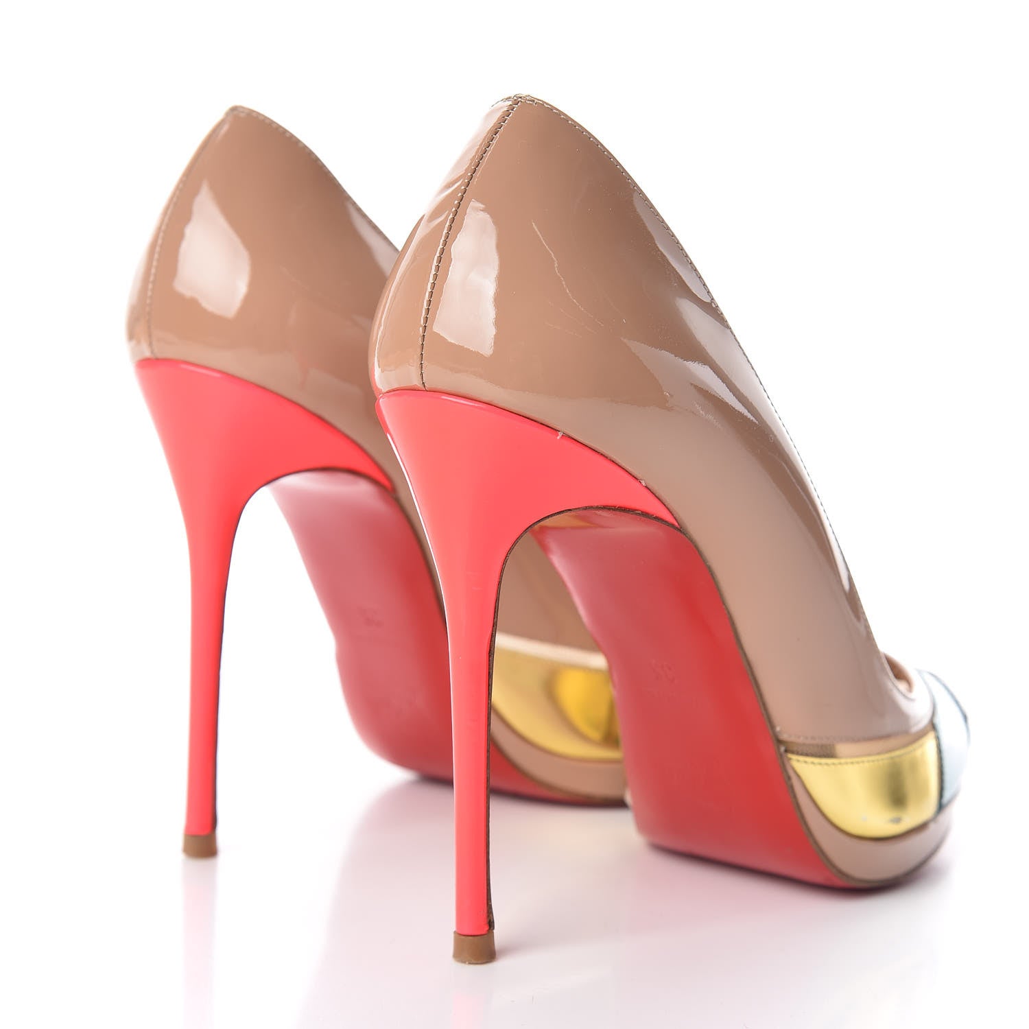 Christian Louboutin Patent Fluo Specchio Astrogirl 120 Pumps 35 Nude 4 of 13