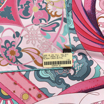 Hermes Silk L’ivresse de L’infini Scarf 90 Malabar Turquoise Miel 5 of 5