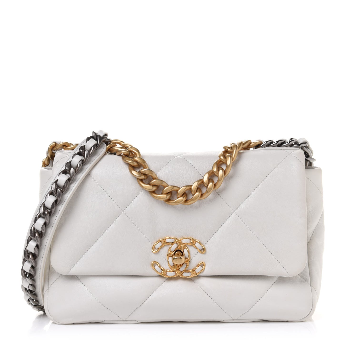 Lambskin Quilted Medium Chanel 19 Flap White
