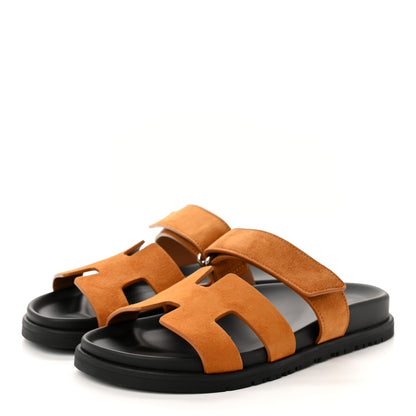 Hermes Suede Goatskin Womens Chypre Sandals 36 Naturel 3 of 9
