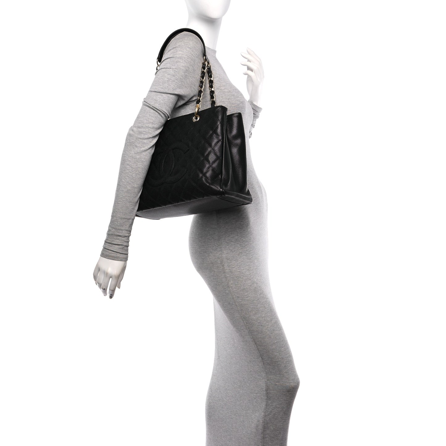 Caviar Quilted Grand Shopping Tote GST Black