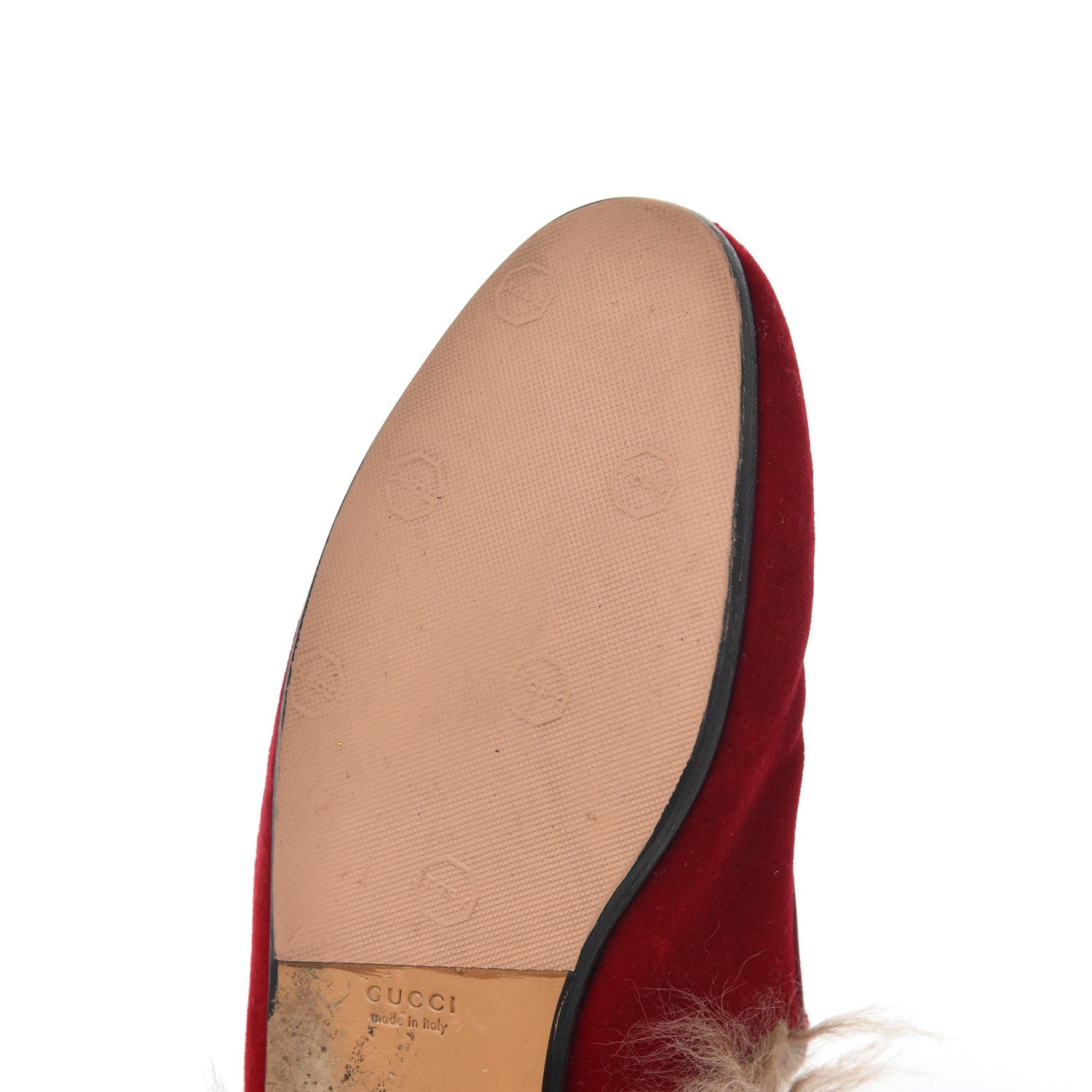 Gucci Velvet Fur Womens Princetown Slippers 39 Hibiscus Red 13 of 13