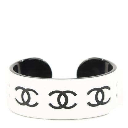 Chanel Resin CC Narrow Cuff Black White 1 of 5
