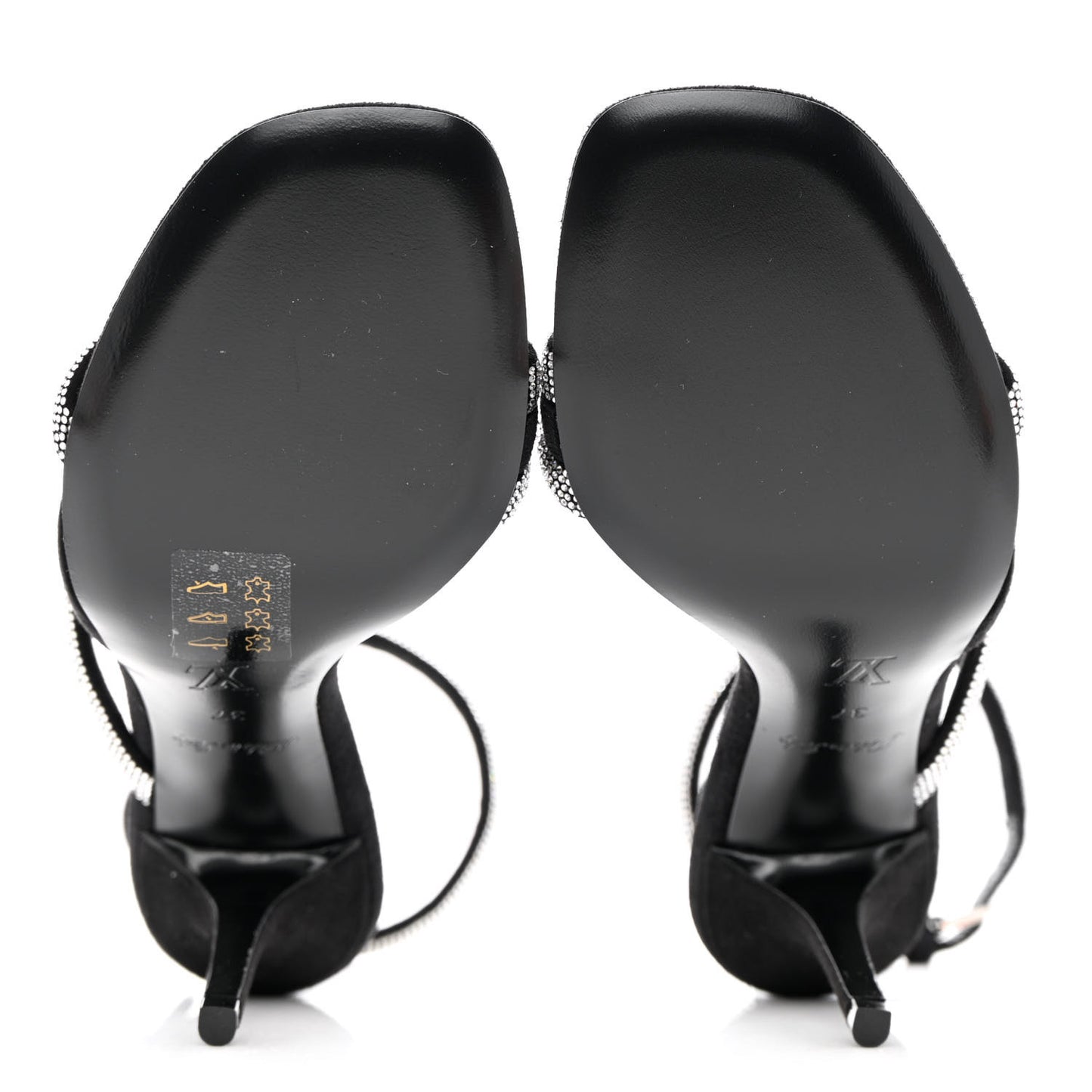Suede Goat Rhinestone Appeal Sandals 37 Black