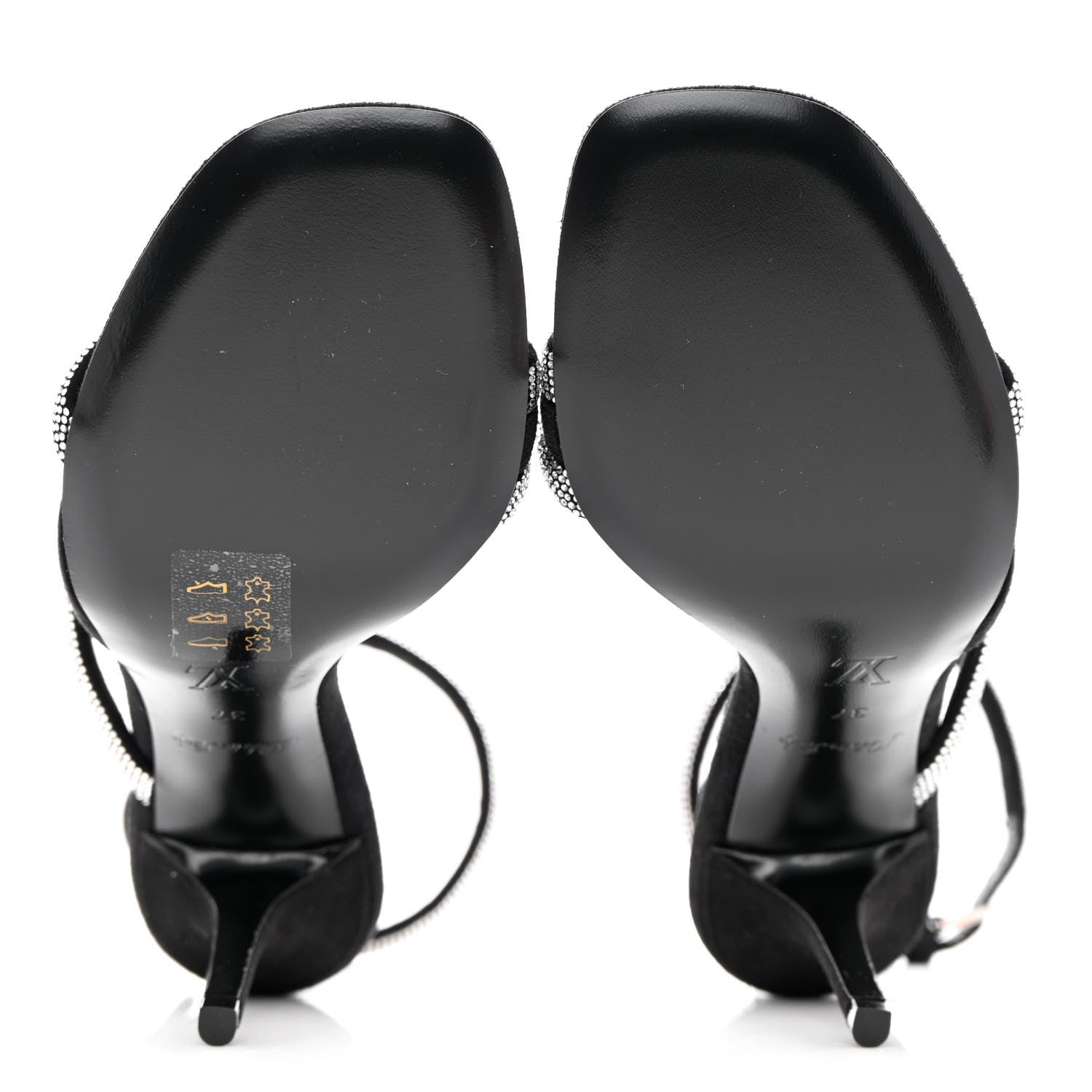 Louis Vuitton Suede Goat Rhinestone Appeal Sandals 37 Black 5 of 9