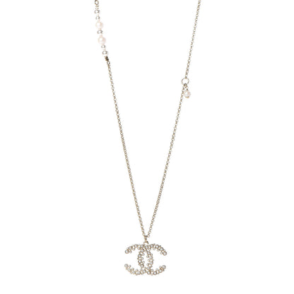 Chanel Pearl CC Pendant Necklace Gold 1 of 8