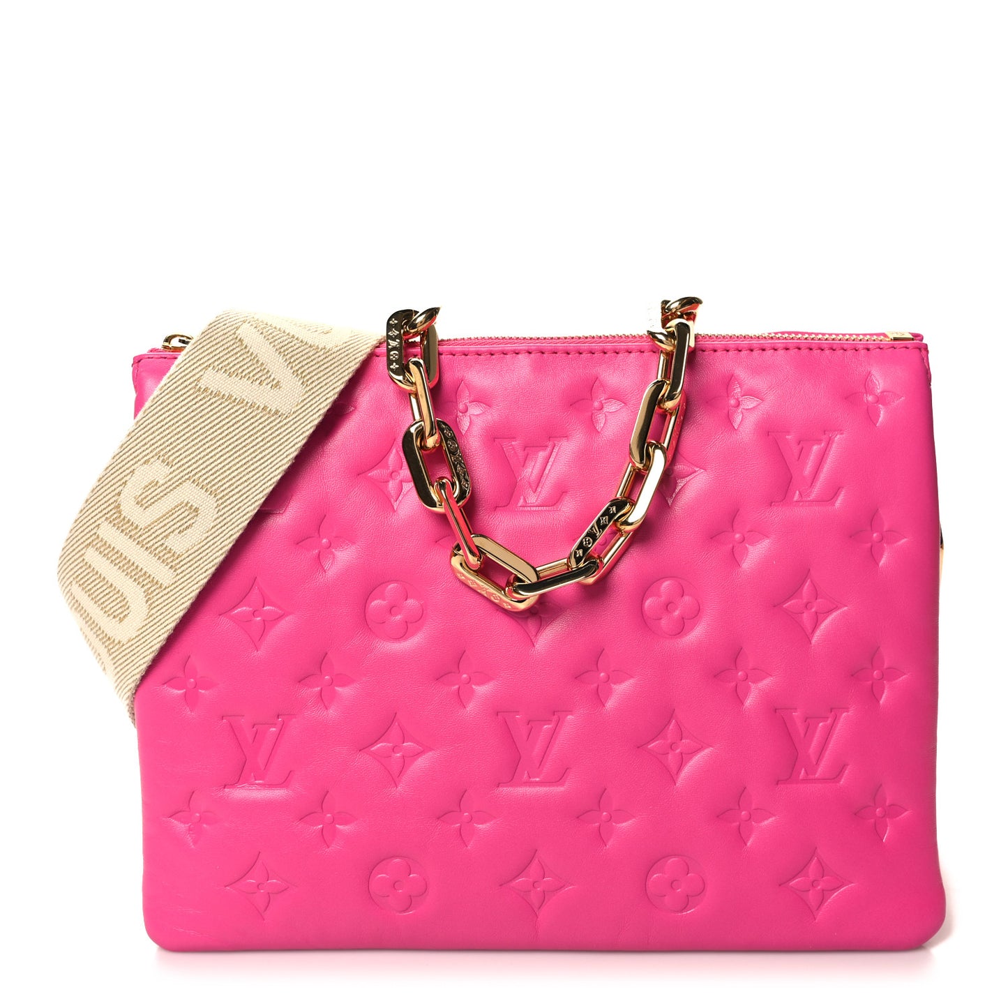 Lambskin Embossed Monogram Coussin PM Rose Bougainvillier Pink