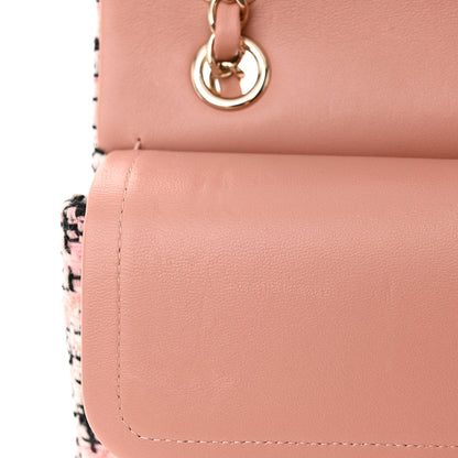 Chanel Tweed Quilted Medium Double Flap Pink Black White 12 of 12