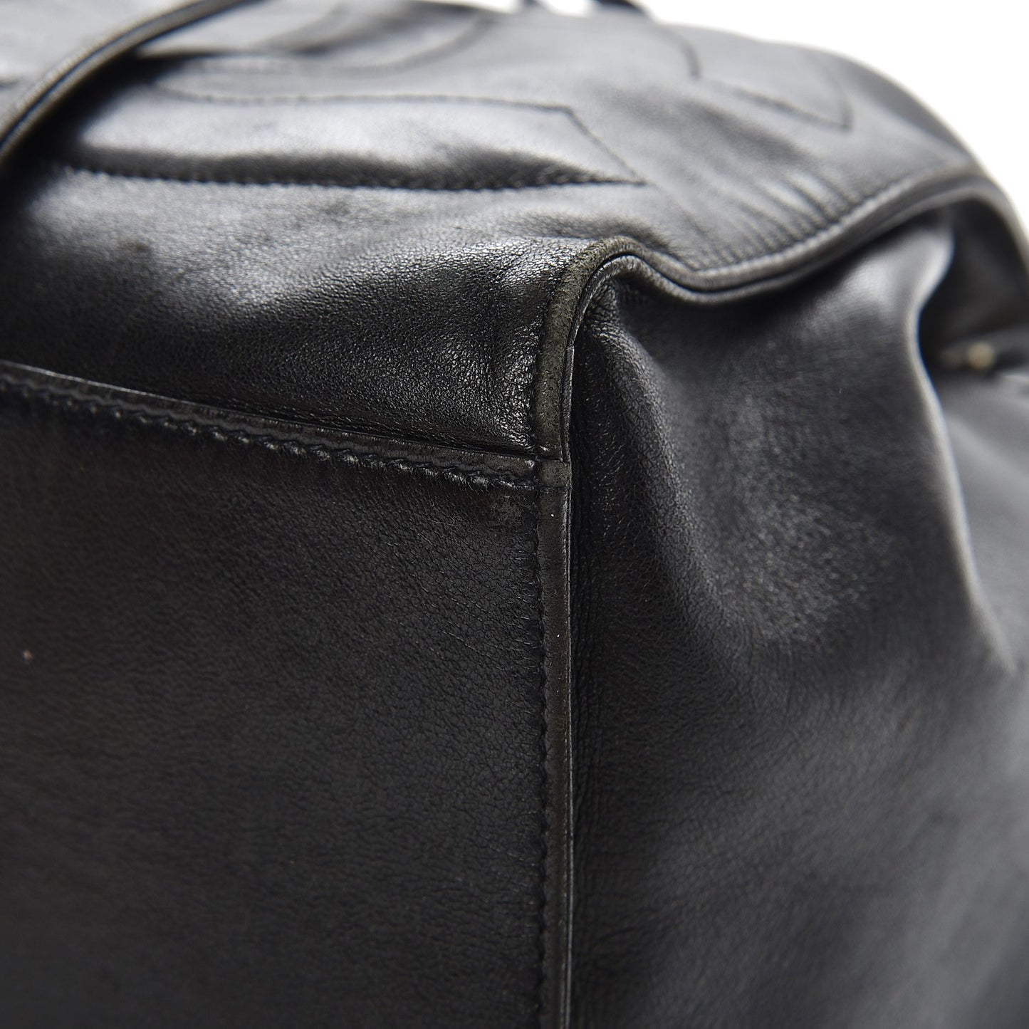Lambskin CC Drawstring Shoulder Bag Black